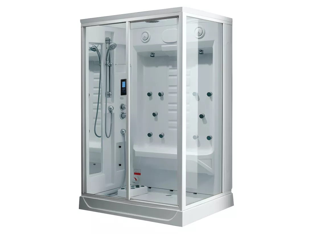 Cabine de douche intégrale - Hammam ARTHEMIS en acrylique renforcé avec 12 jets de massage et pluie tropicale