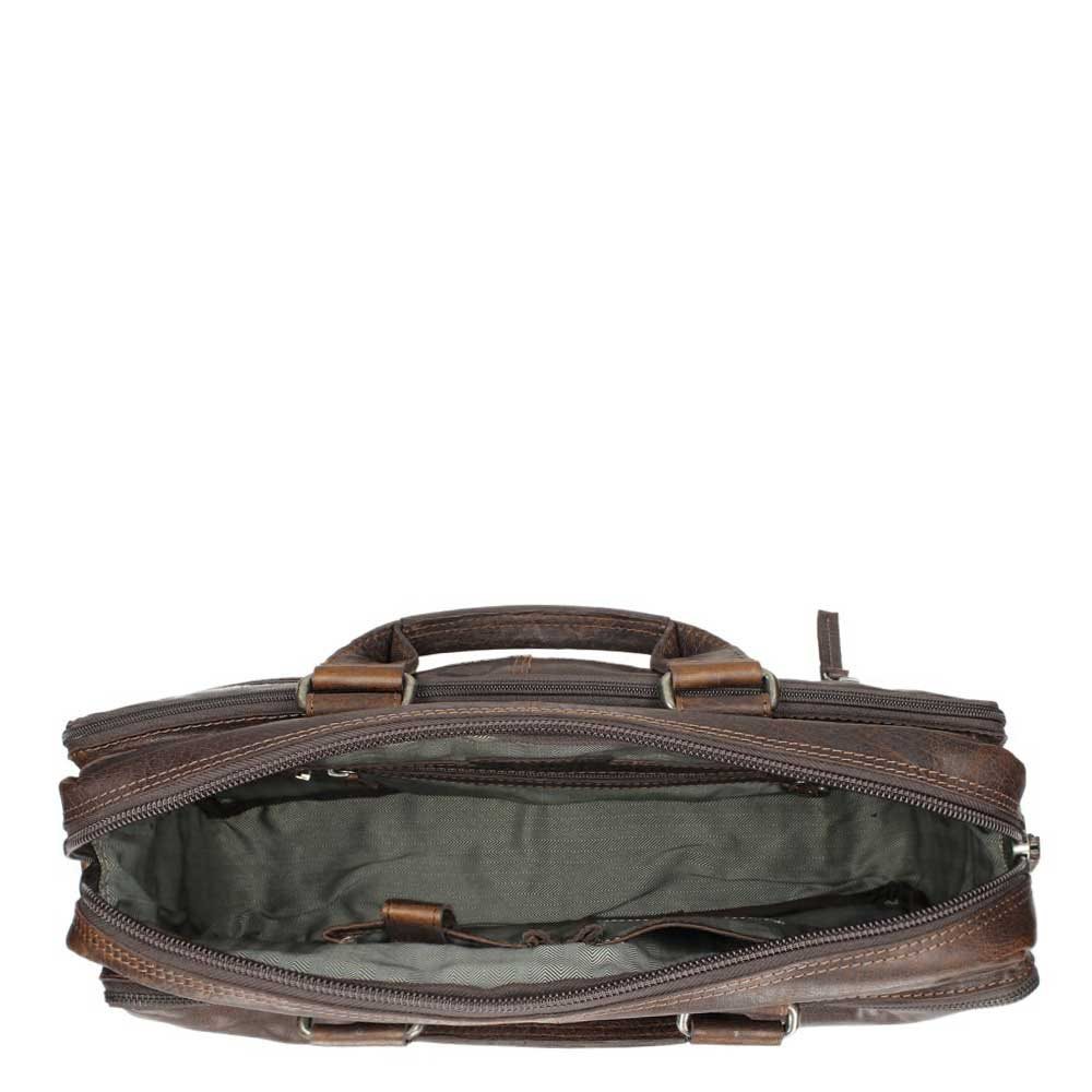 Spikes & Sparrow Bronco 3 Zipper Businesstas dark brown