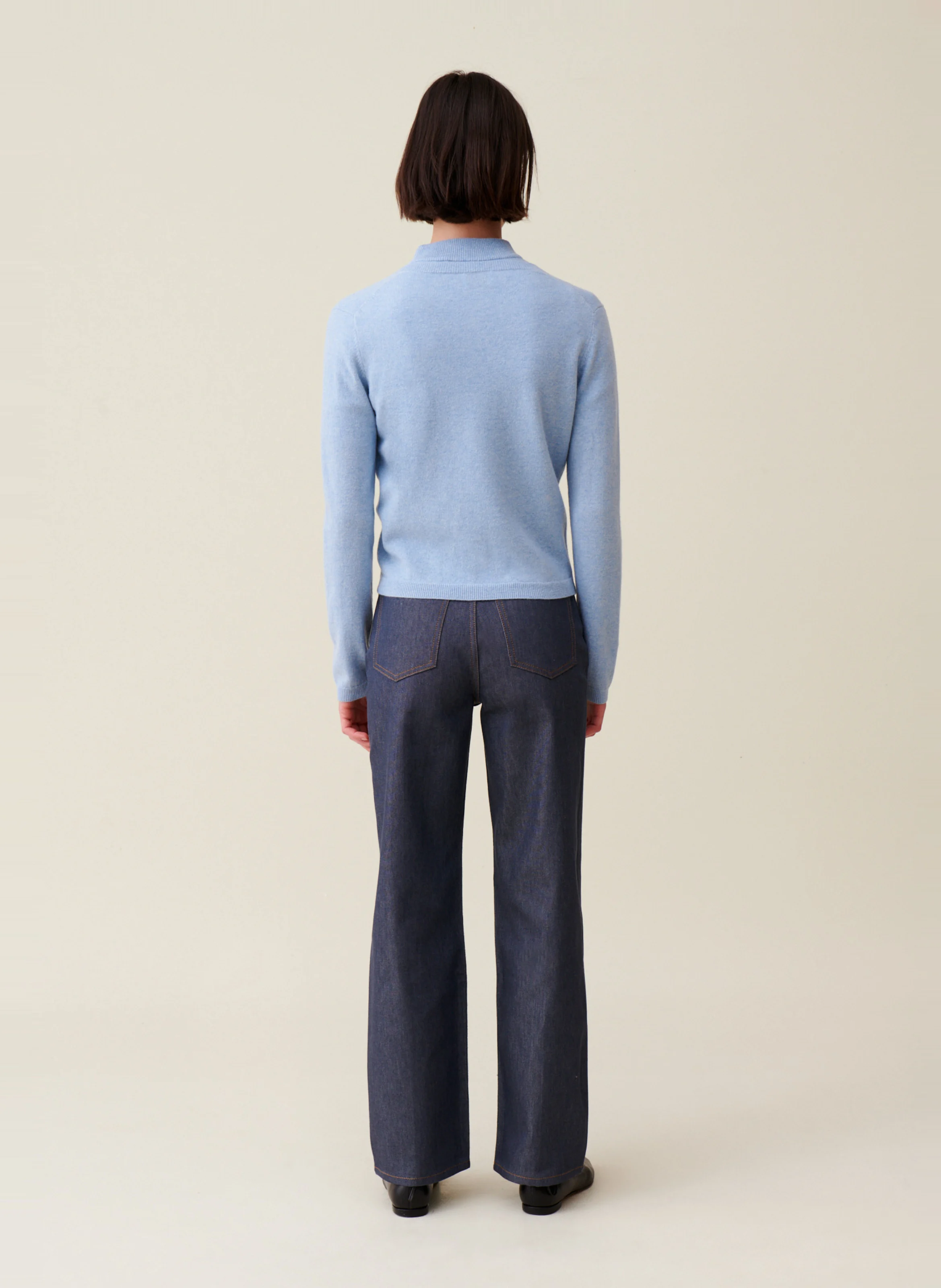 Cardigan en laine brodée | Bleu