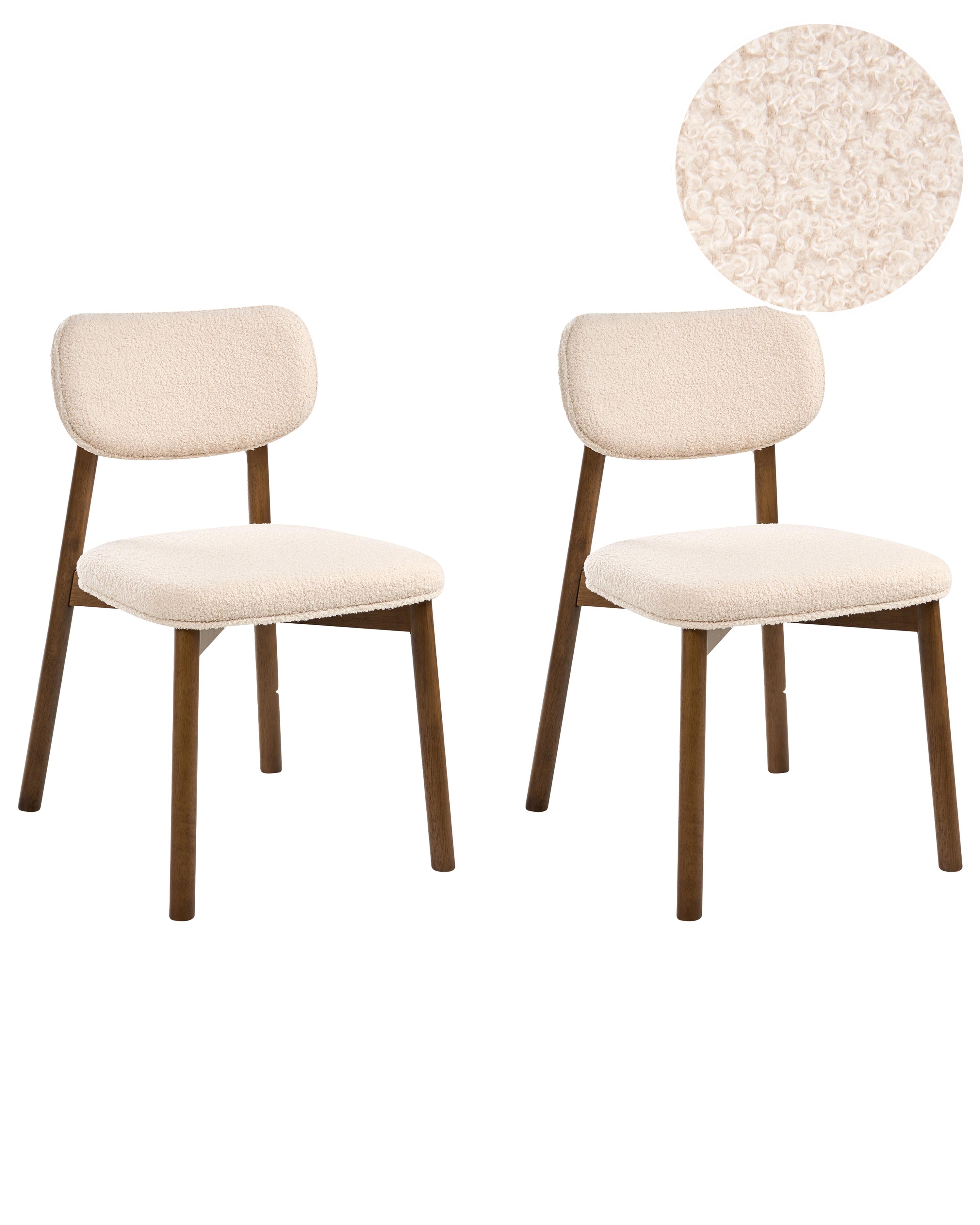 Set van 2 eetkamerstoelen MILLS Bouclé Donkerbruin/beige