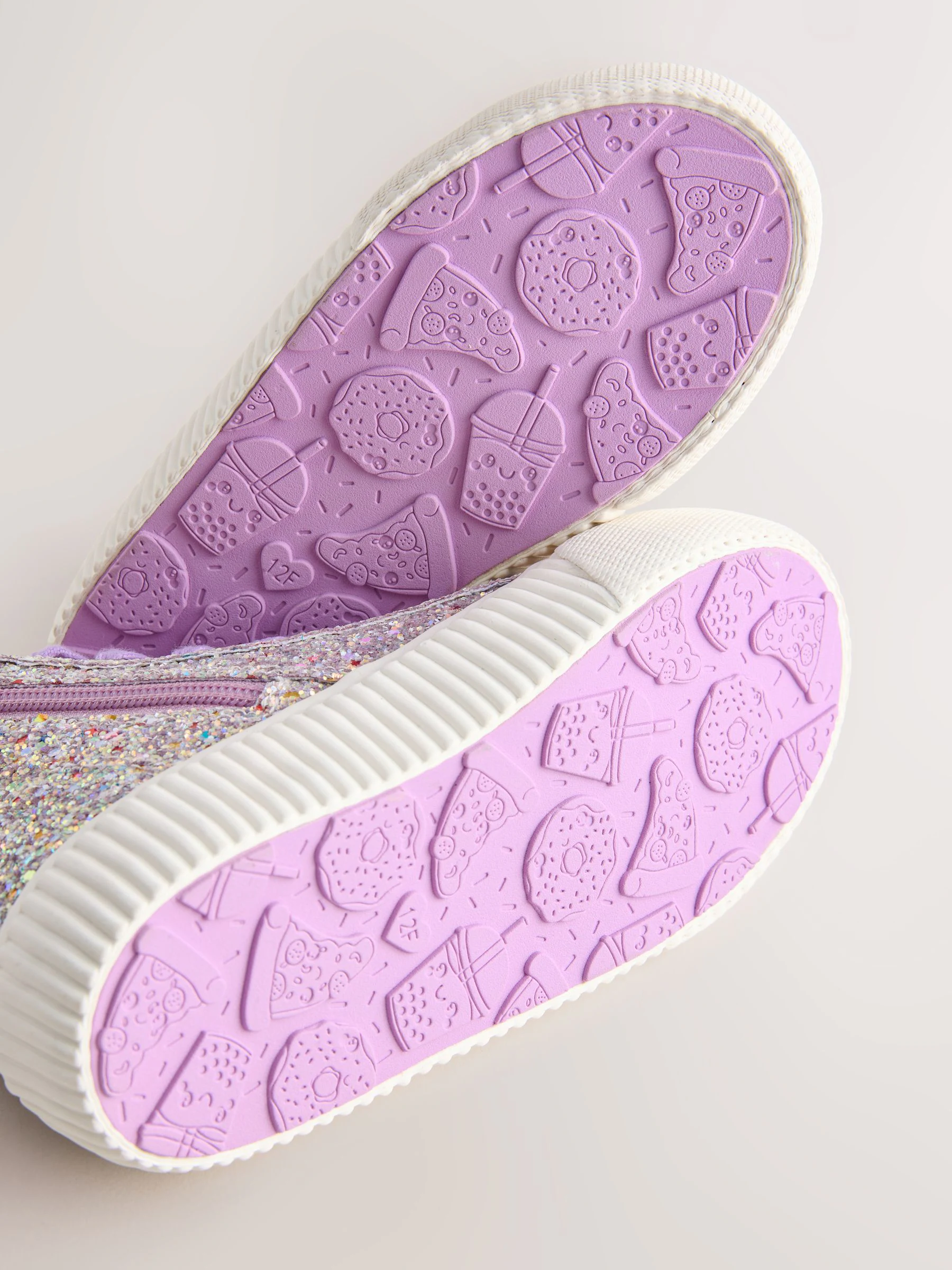Meerkleurige glitter - Hoge sneakers met veters