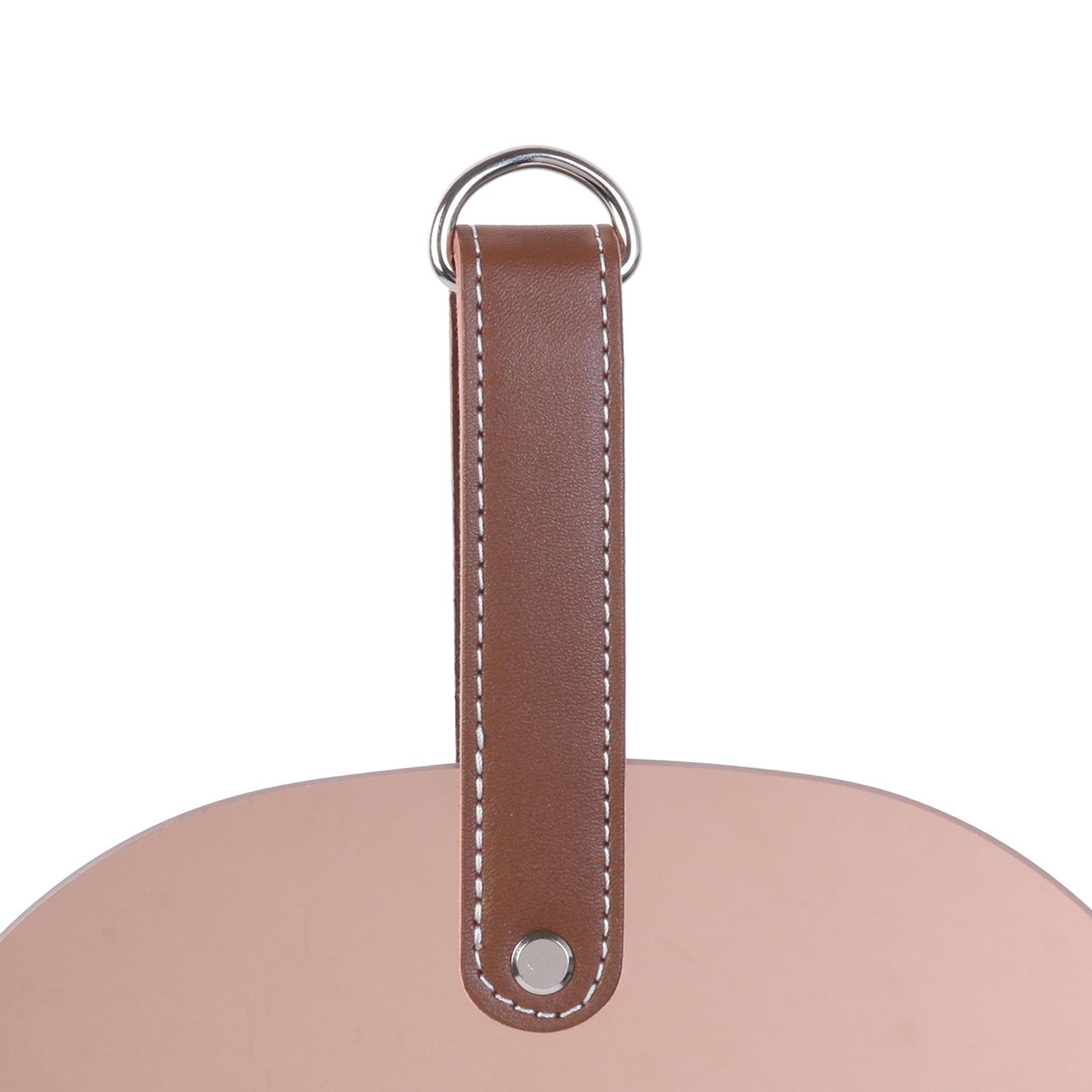 MIROIR CUIVRE ROSE A SUSPENDRE ANSE PU