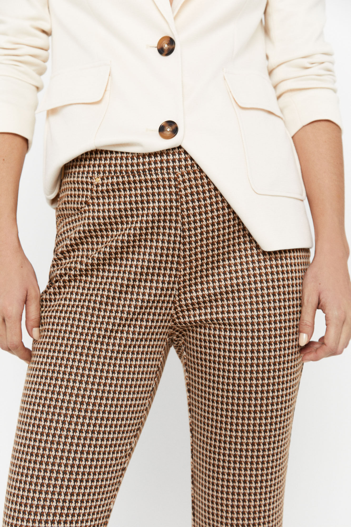 Calça legging estampada, estilo calça social - Estampa branca
