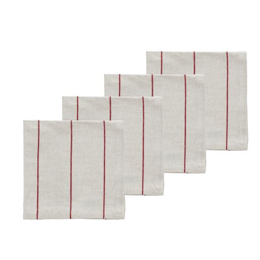 Södahl Line 4-pak Serviet,  Offwhite/Rød, 40x40 cm