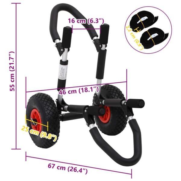 vidaXL SUP vogn for surfebrett sammenleggbar 45 kg aluminium