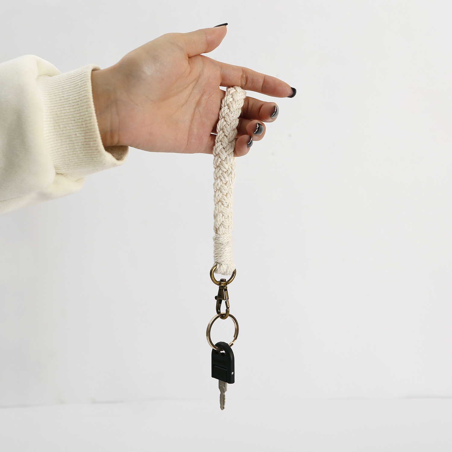 (45cm) Universal Handy Kette Geflochtene Kordel Phone Charms Schmuck Anhänger Handgelenkschlaufe - Weiss