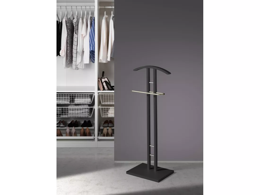 Valet de nuit - H111cm x L46cm x P28cm - hêtre massif noir - Chicago