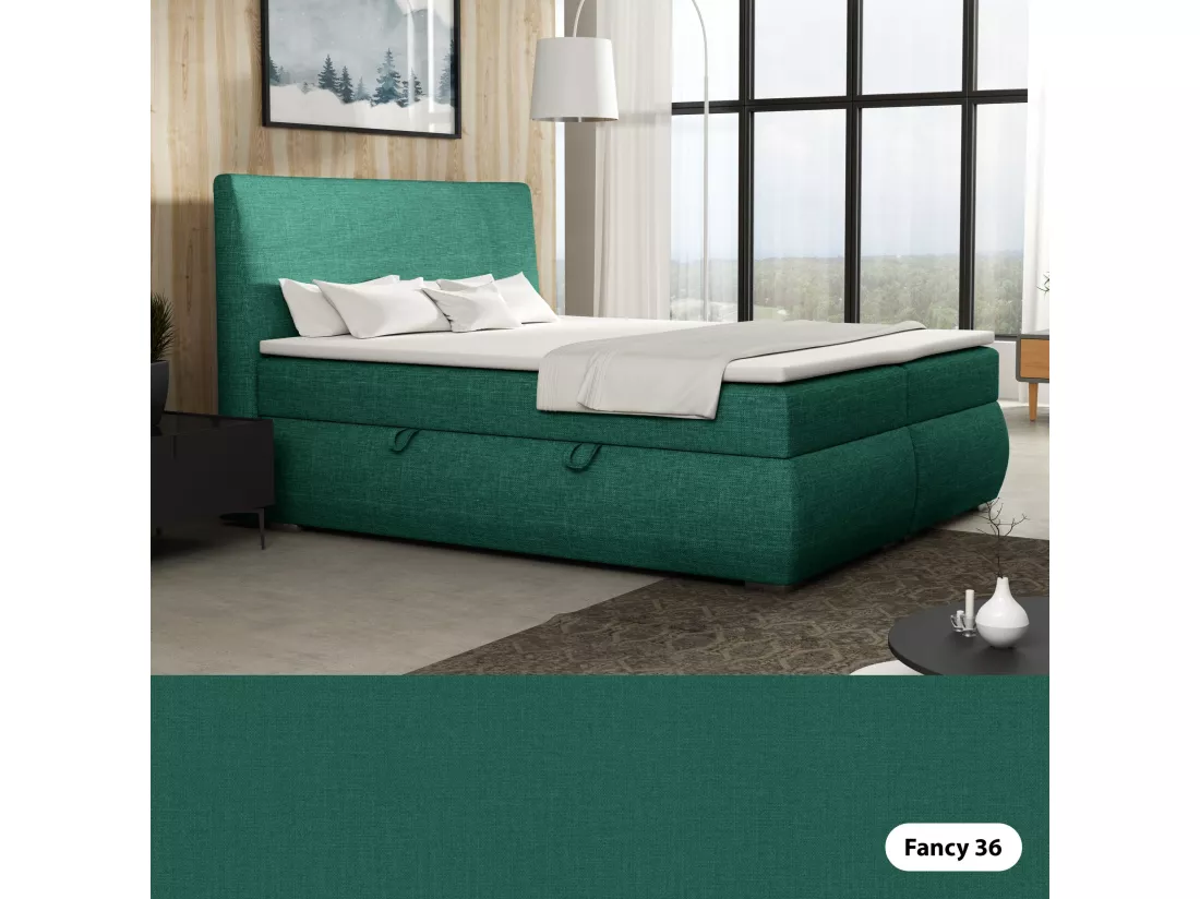 LIT BOXSPRING avec tiroirs de rangement Buffalo 200x200 cm, Fancy 36 (Vert)