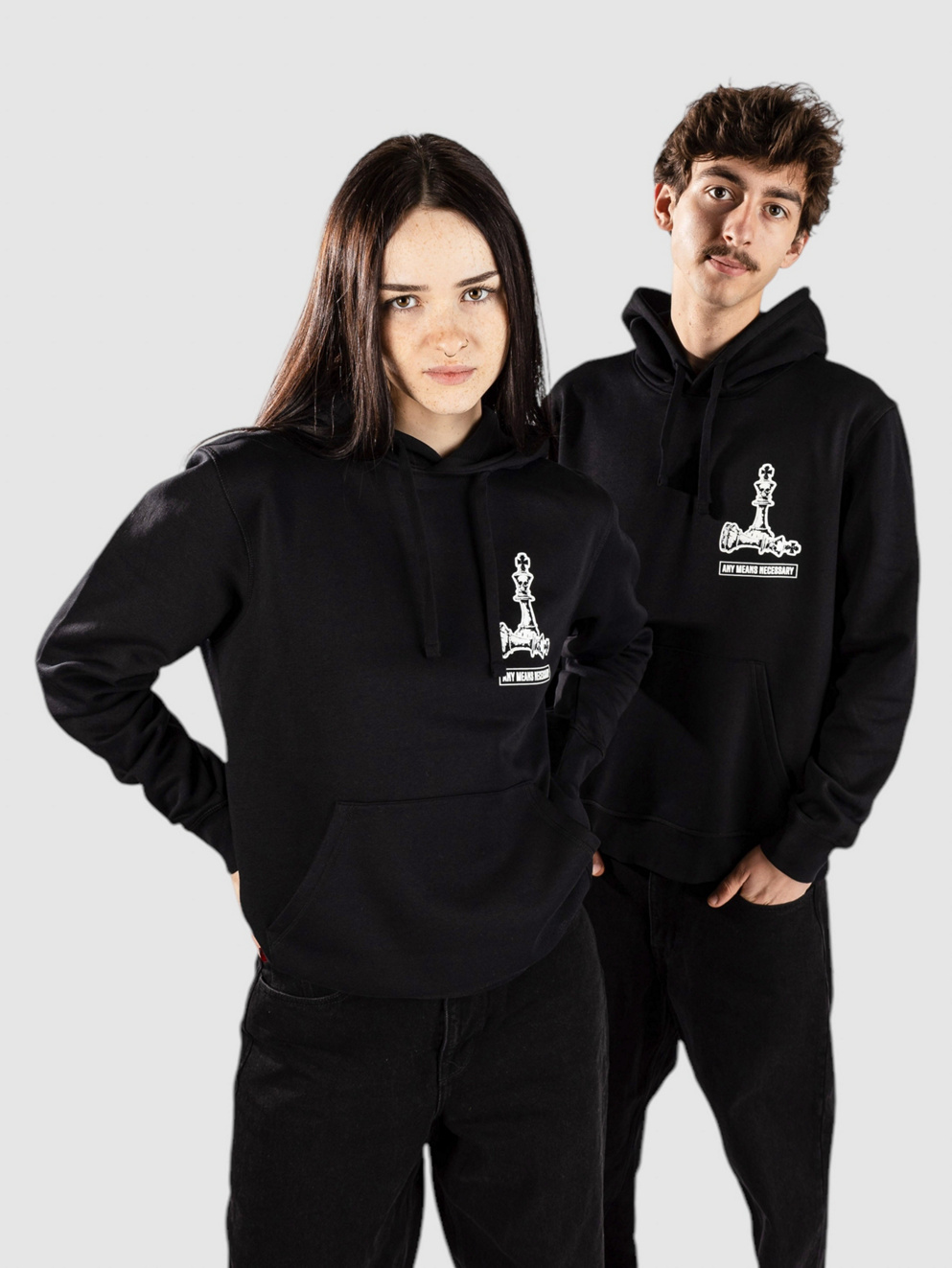 Any Means Necessary Tower Hoodie black