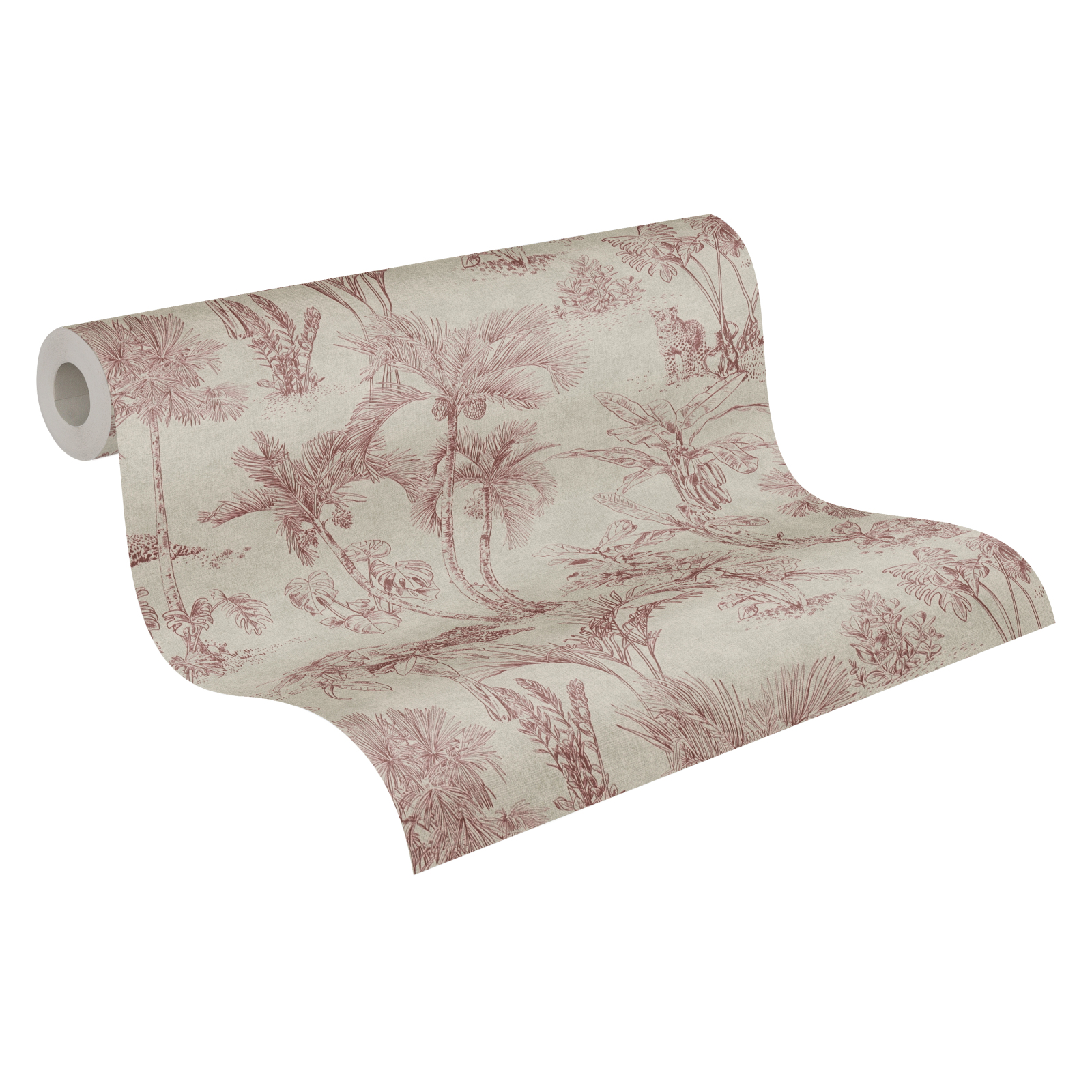 Vliestapete - Blumen - creme-rot - 10 Meter