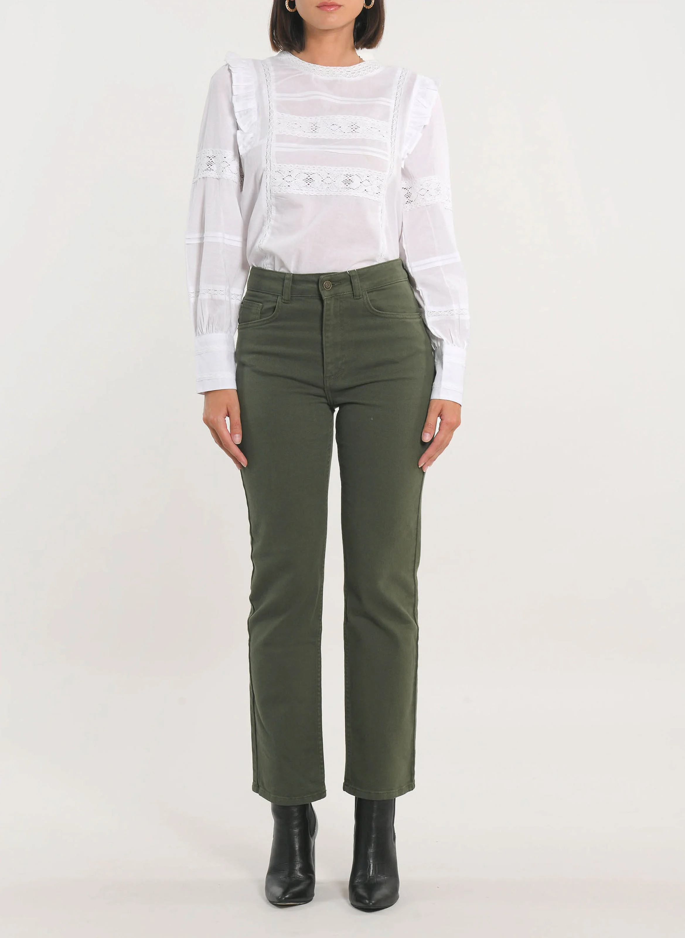 LEA - Blouse col rond en coton| Blanc