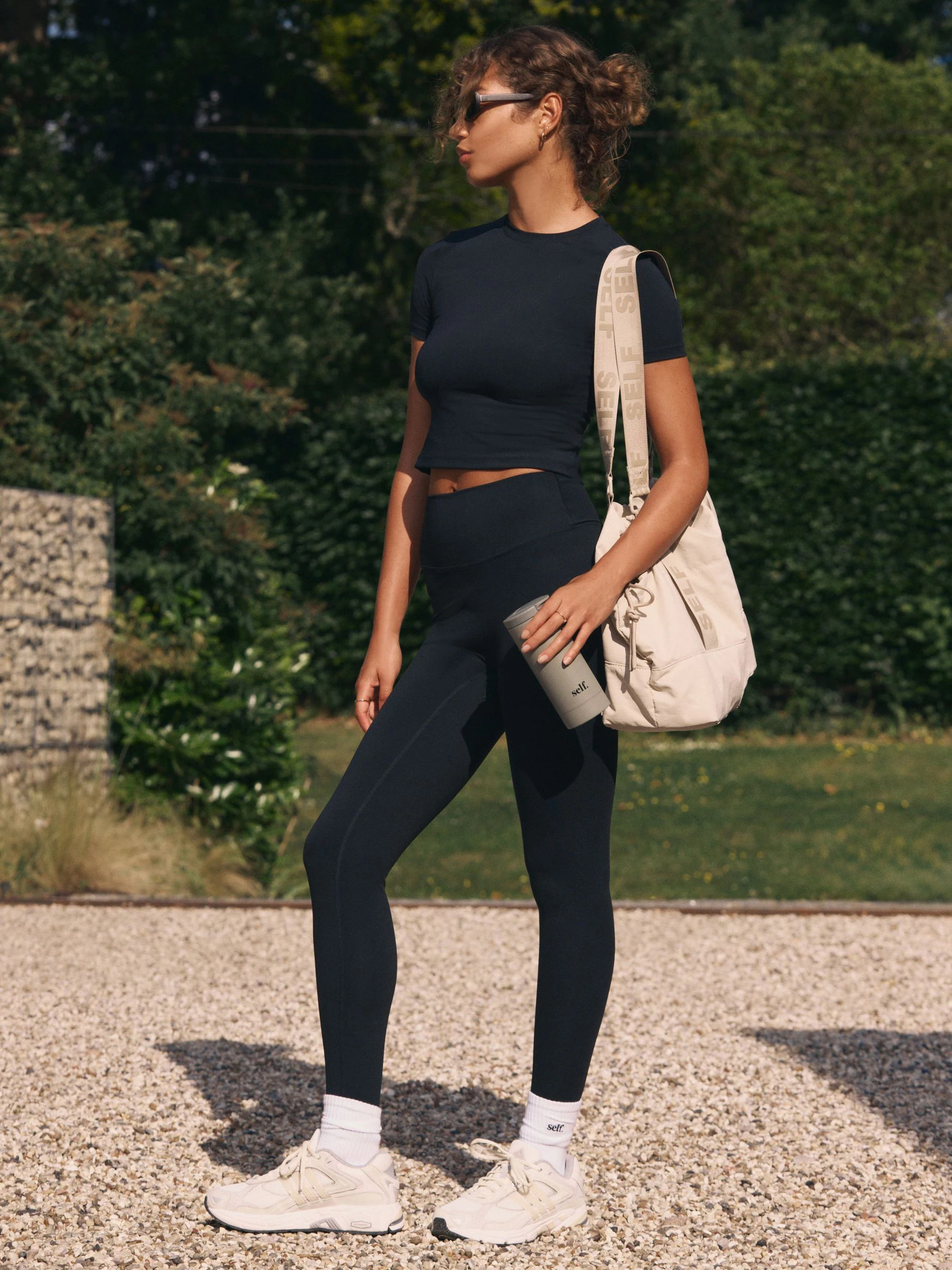 Zwart - self. Legging met hoge taille