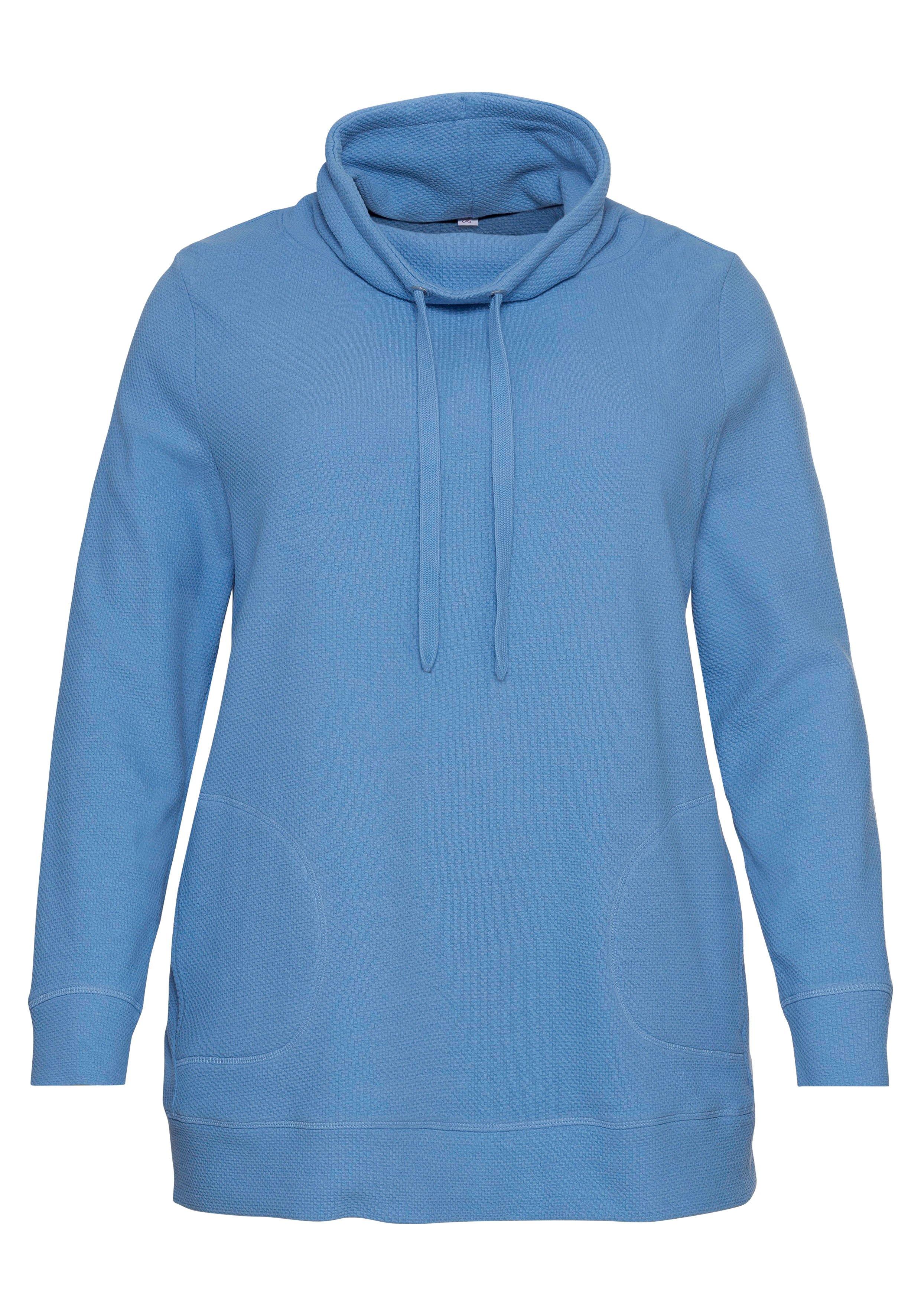 Sweatshirt mit Stehkragen, in Waffelpiqué-Optik