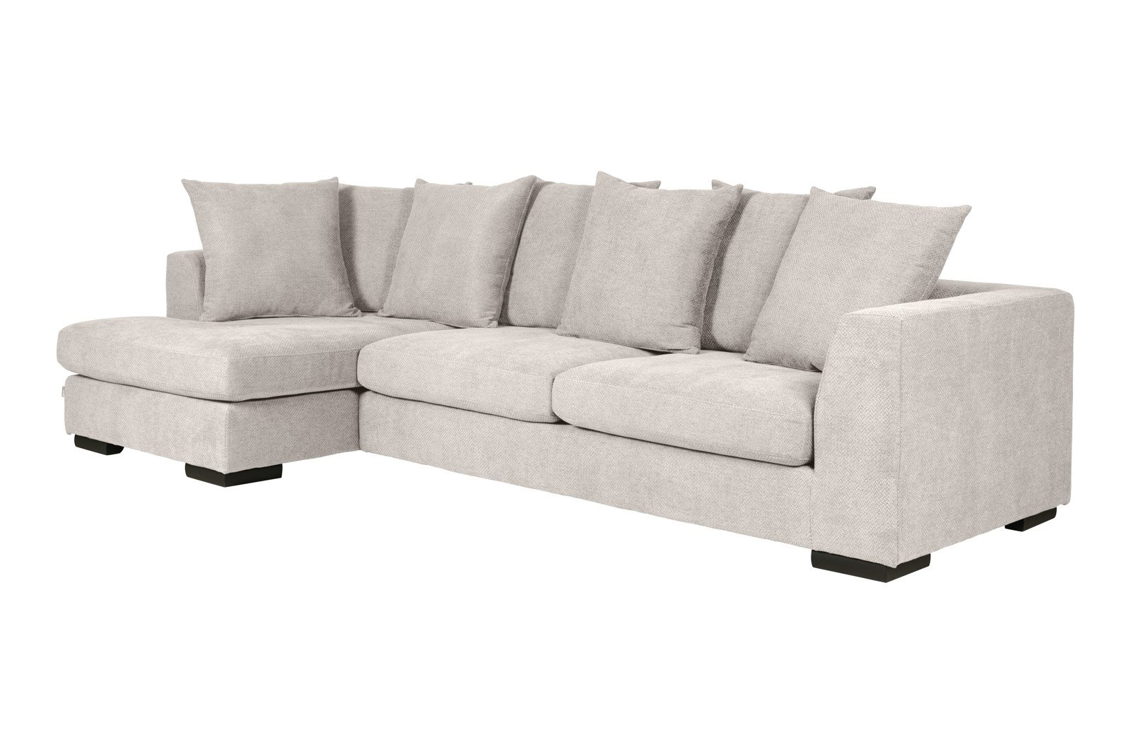 Paso Doble Day Sofa 2,5-seter og divan høyre, I tekstil Salento White, Valnøtt ben i tre, EU komfort. Promotion