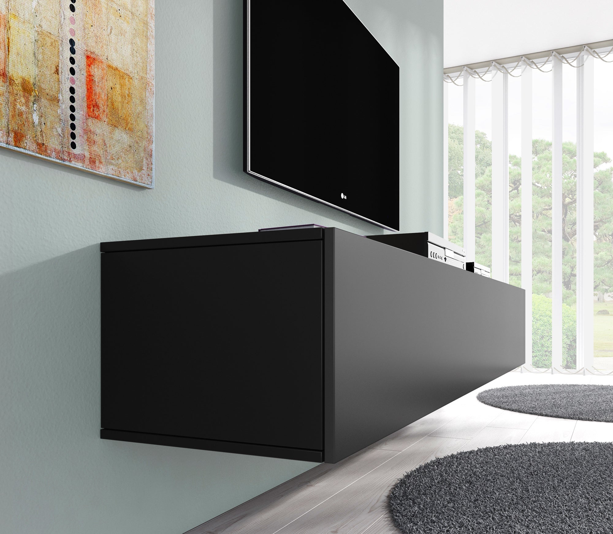 Dario - TV-Meubel - Mat zwart - 180 cm