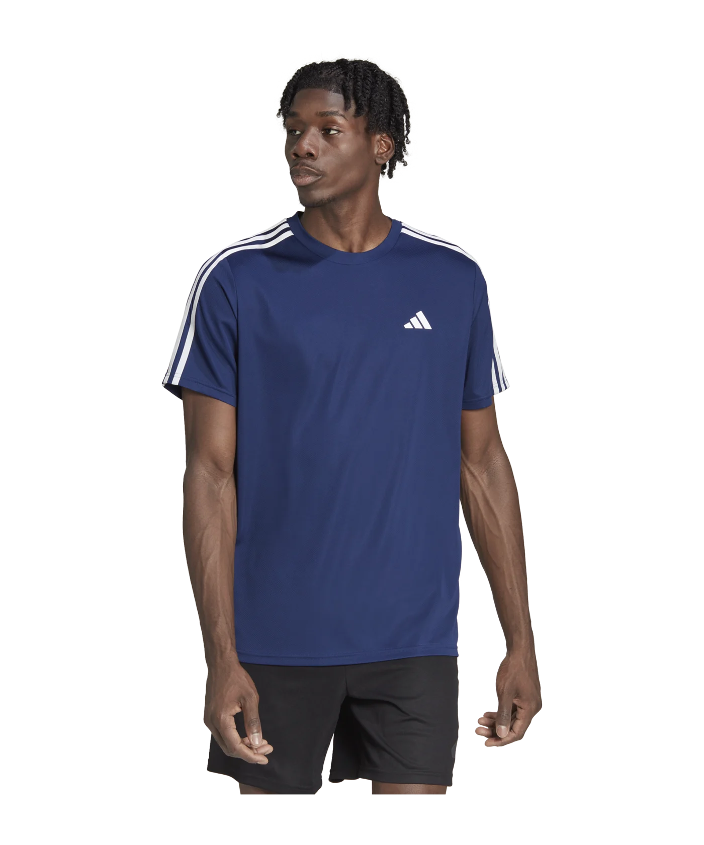 adidas Base 3-Stripes T-Shirt Blau Weiss