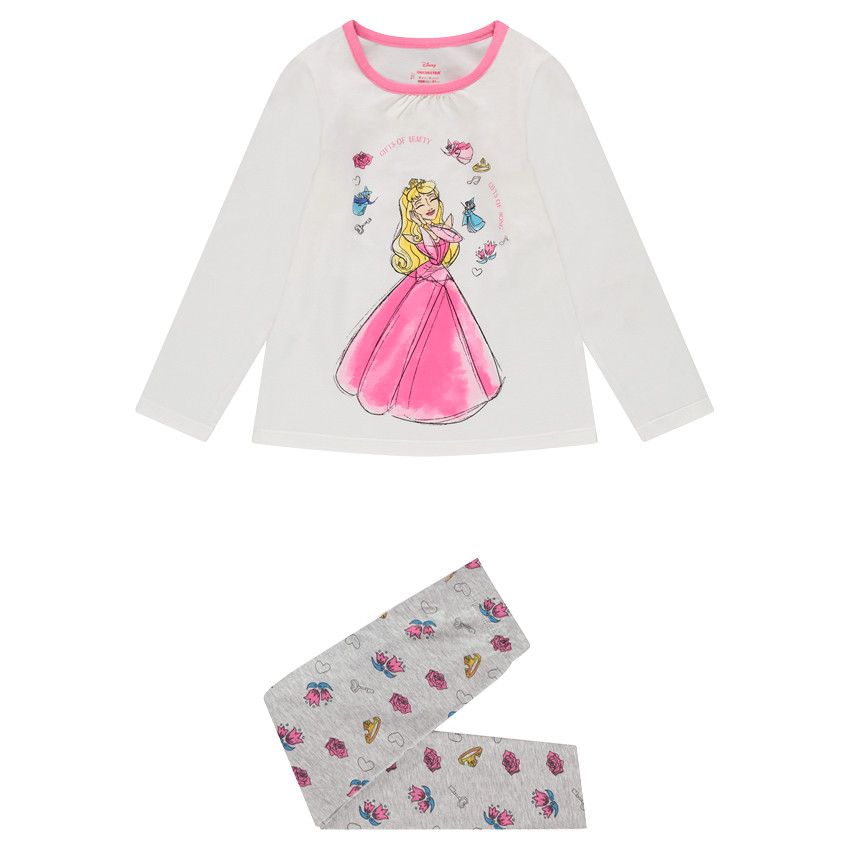 Pyjama en jersey Disney print Belle au bois dormant - Ecru