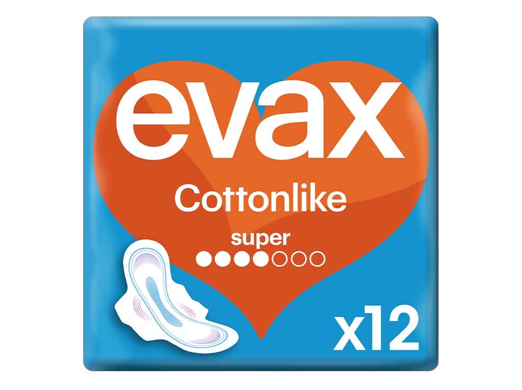 PENSOS HIGIÉNICOS COTTONLIKE SUPER COM ABAS EVAX 12 UN