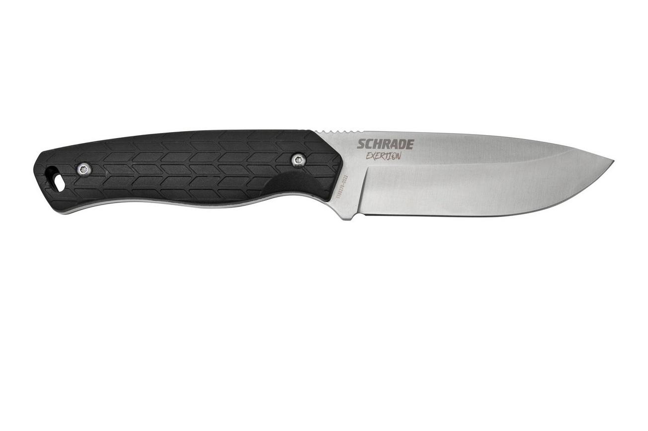 Schrade Exertion Drop Point Knife 1159309, zwart vaststaand mes