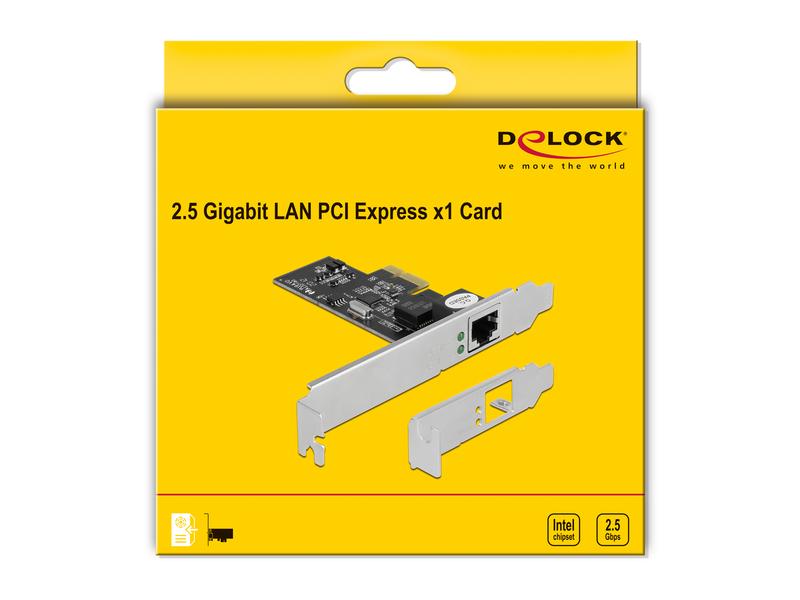 Delock Netzwerkkarte 1x 2.5 Gbps RJ-45 PCI-Express x1 PCI Express x1 Karte auf 1x RJ45 2.5 Gigabit LAN i225
