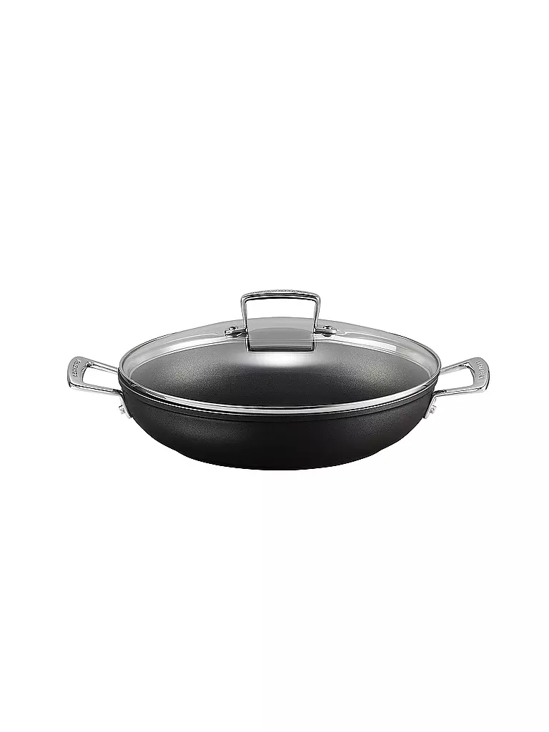LE CREUSET Aluminium-Antihaft Profipfanne mit Glasdeckel 28cm Schwarz schwarz