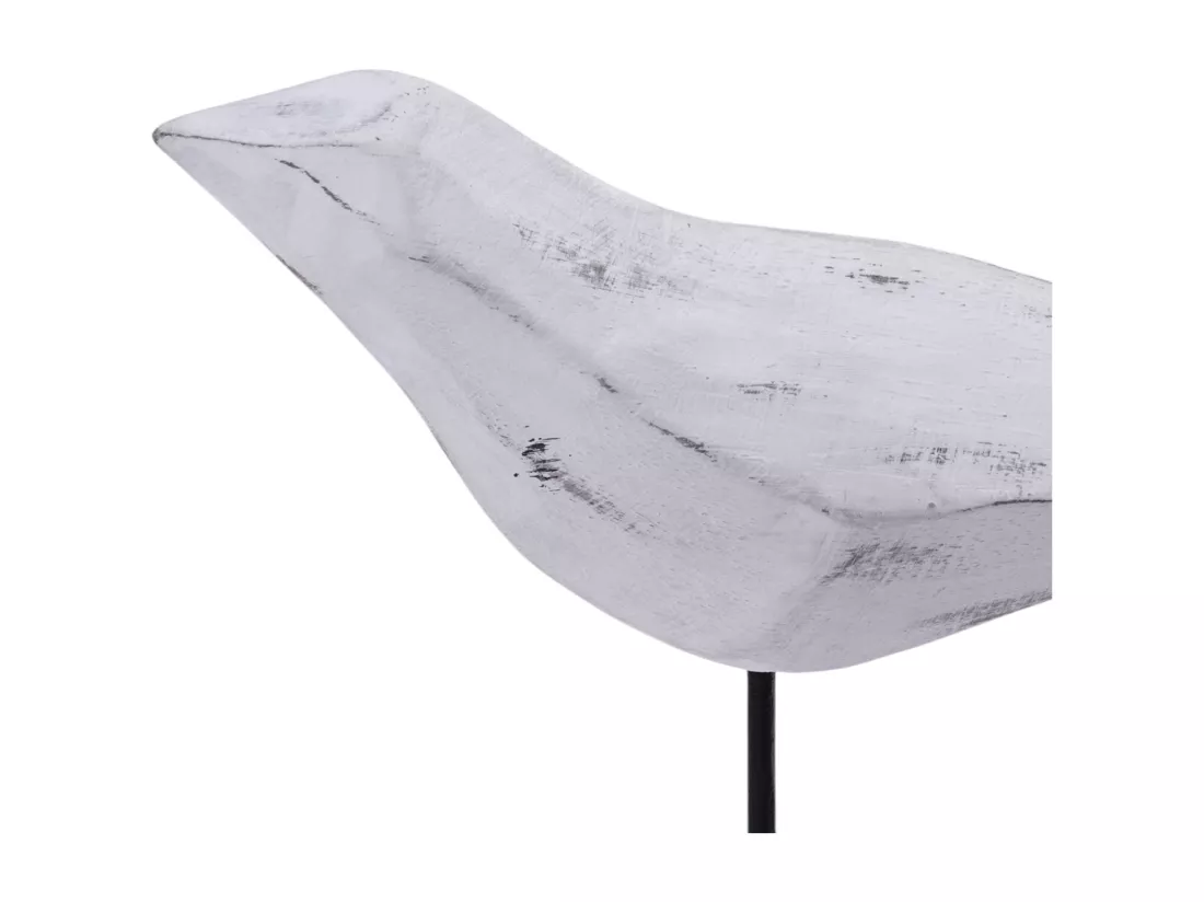 SCULPTURE Oiseau Kikki 65 Socle en bois de mangue blanc-nature
