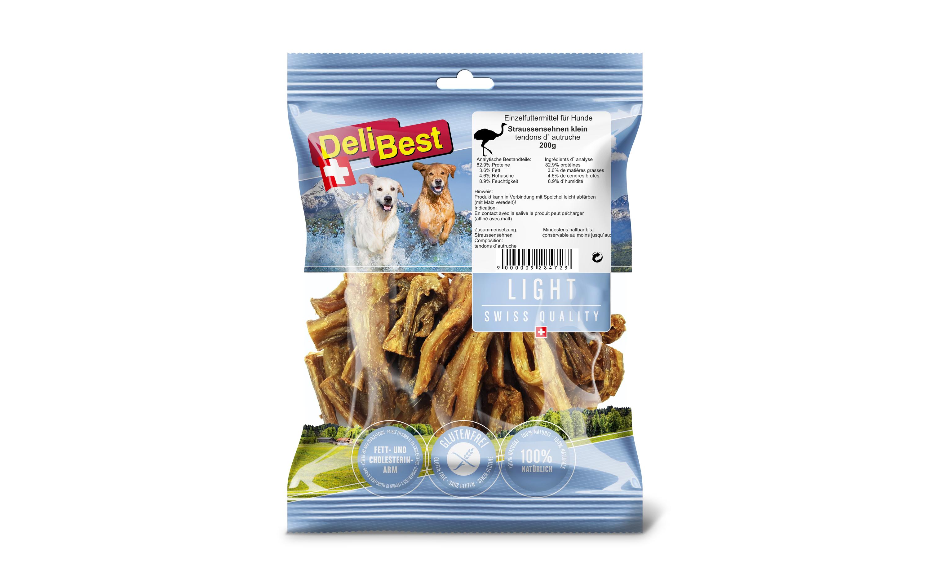 Kausnack Light Straussen Sehnen klein, 200 gKaustangen für Hunde