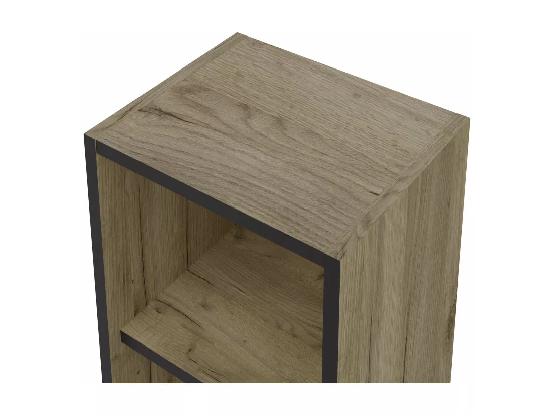 Colonne de salle de bain LARA 1 porte 140x30x25 cm noir et chêne T-BATH