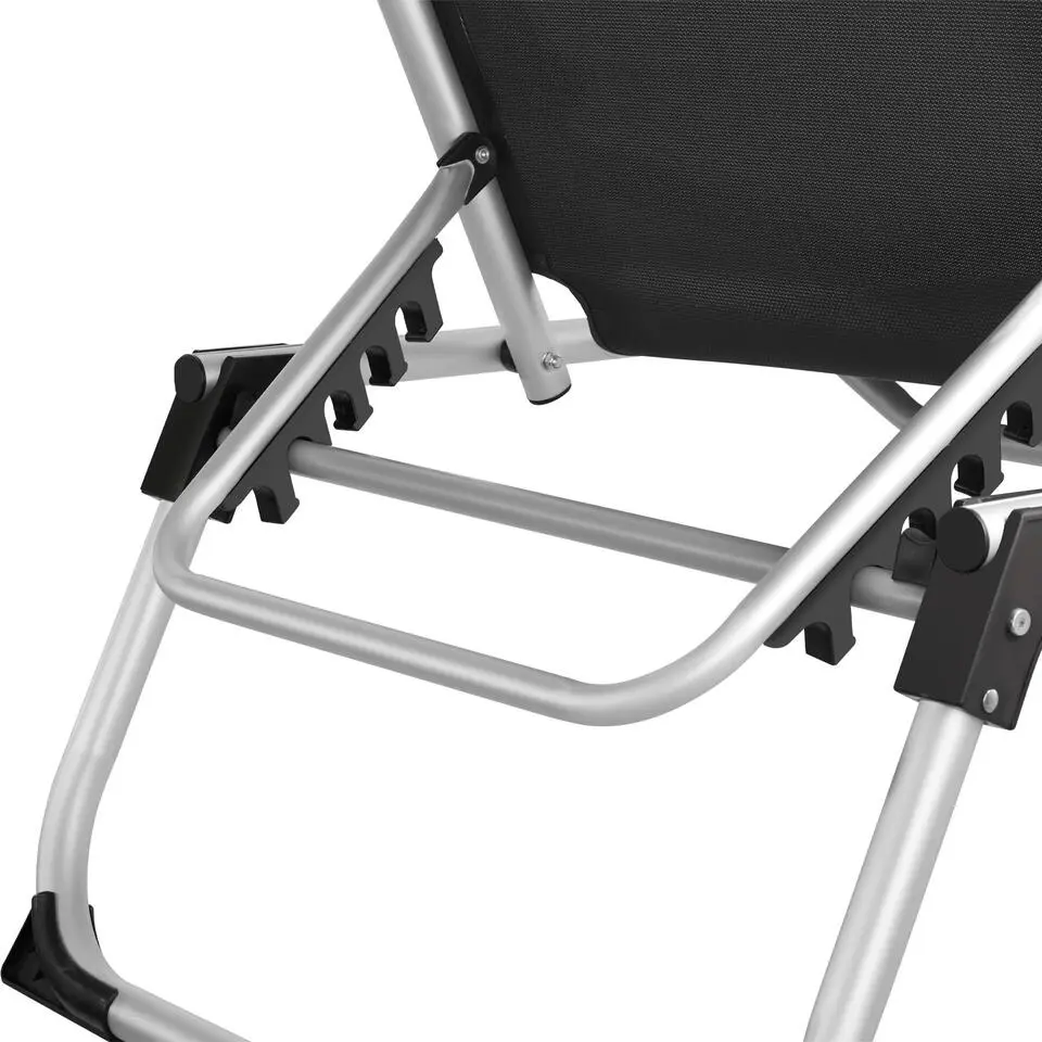 tectake Ligbed Aurelie van aluminium, 6 niveaus, Zwart