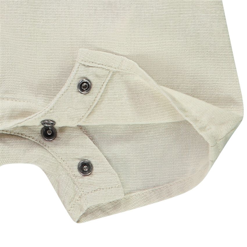 Ensemble salopette courte + chemise manches courtes rayées pour bébé garçon - Ecru