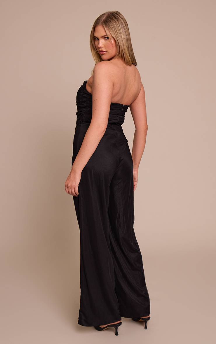 Noir Combinaison Corset Bandeau Moulante À Empiècements Mesh