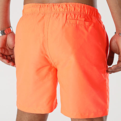 Short De Bain Logo Orange Fluo Noir