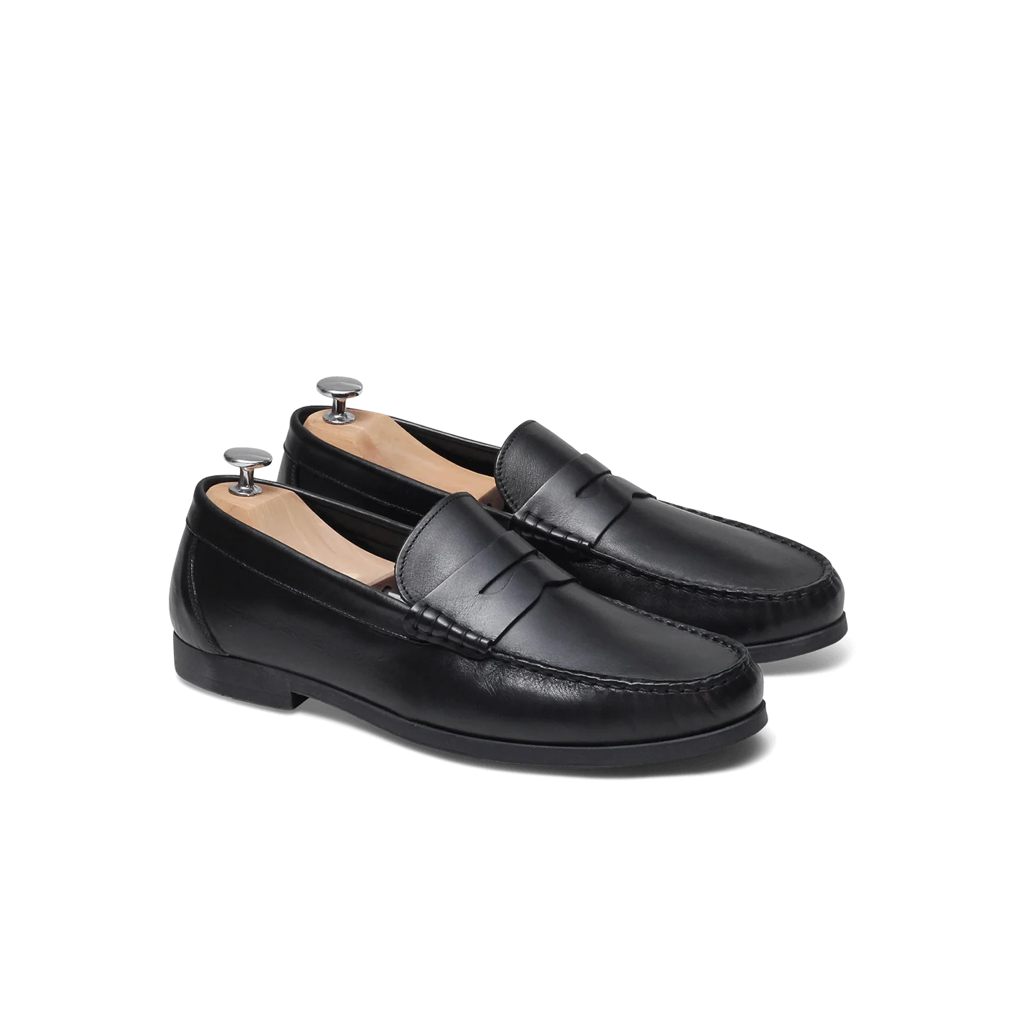 Bay-Mocassin en cuir noir