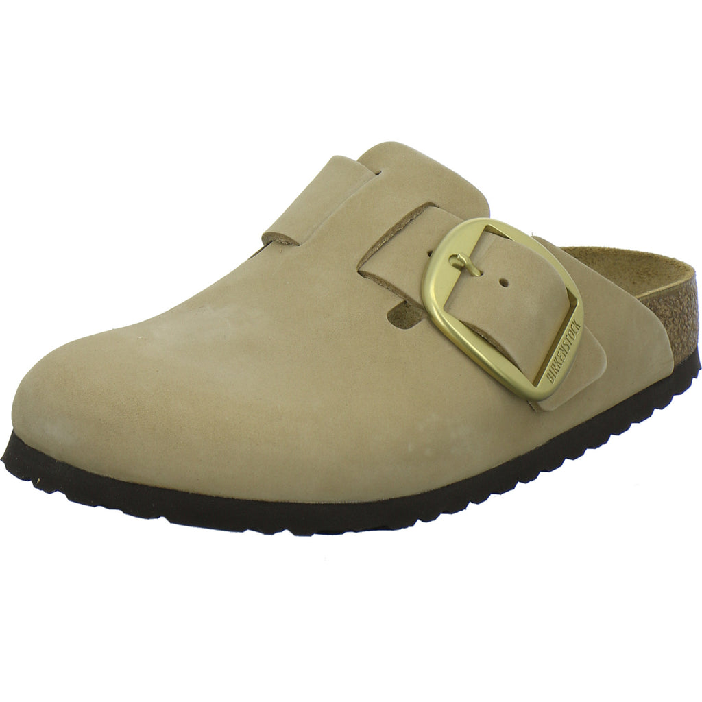 Birkenstock Pantoletten Damen Boston Big Buckle Beige