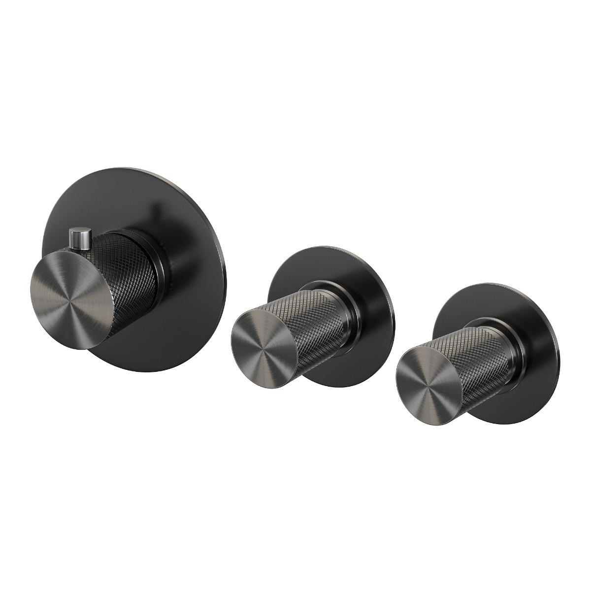 Brauer Gunmetal Carving inbouw badkraan met badvulcombinatie en 3 standen handdouche gunmetal geborsteld PVD