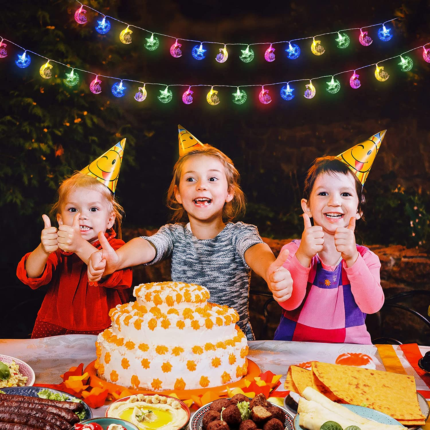 (3m) 20 LED's Ramadan Deko Lichterkette Halbmond / Stern / Moschee Eid Mubarak Beleuchtung (Batteriebetrieben) - Bunt