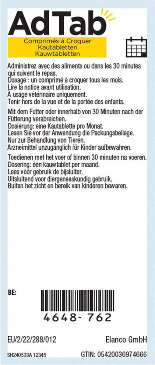 AdTab kauwtabletten kat 0.5-2 kg - Anti vlooien- en tekenmiddel - 3 Stuks - S