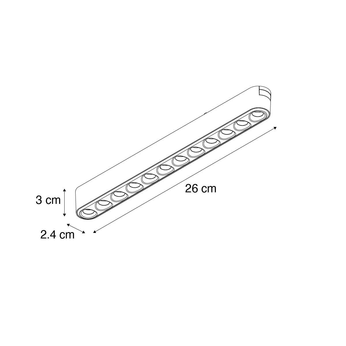 Moderne plafondlamp zwart voor railsysteem 1-fase 12W 3000K - Magnetic Puntua