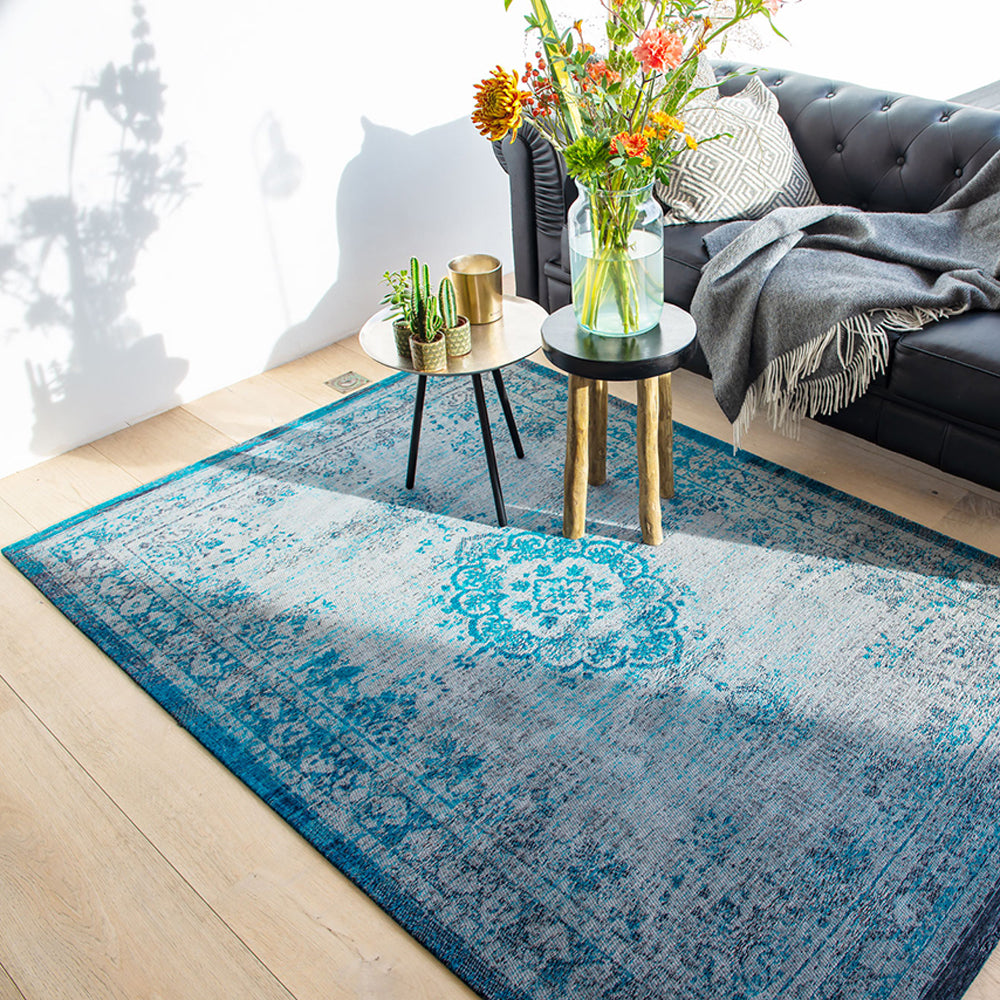 Louis de Poortere Medallion Fading World Vloerkleed 200 x 280 cm - Grey Turqouise