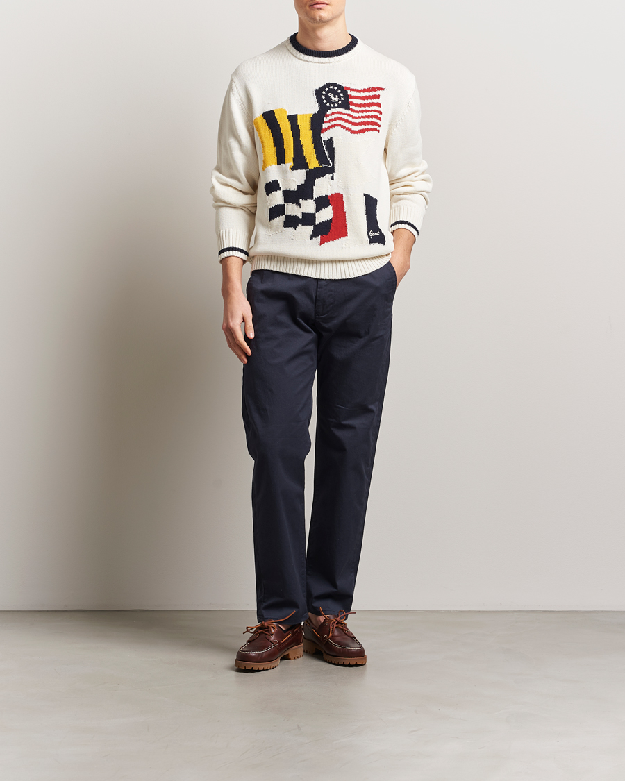 GANT Flag Intarsia Knitted Sweater Eggshell