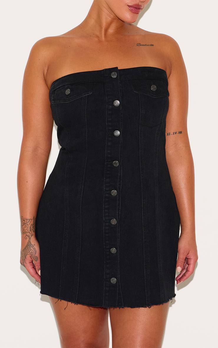 Noir Robe Moulante Grande Taille À Boutonnage Et Détails Corset