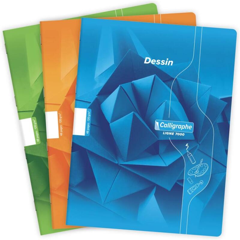 Cahier Dessin scolaire piqué 7000 24x32 cm 48 pages uni 120g - Assortis