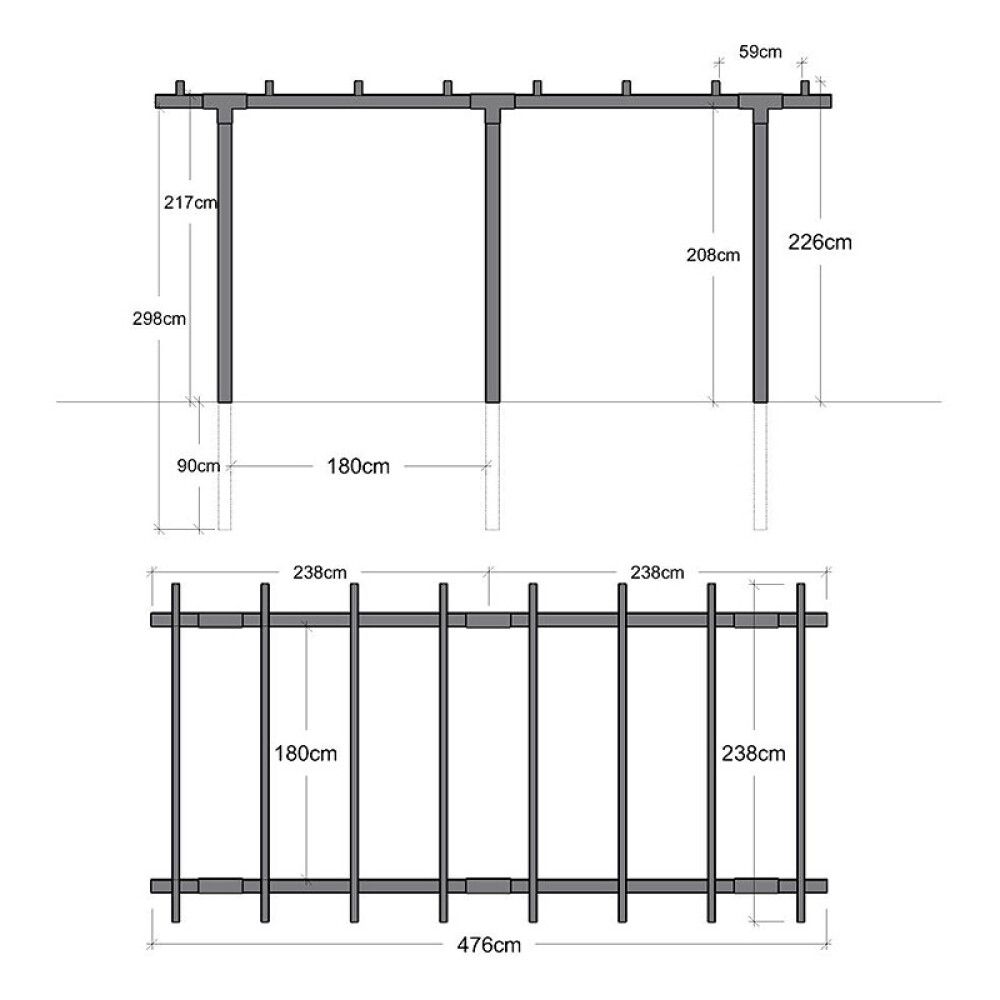 PERGOLA PLUS CUBIC DOBBEL 2 MODULER SVART