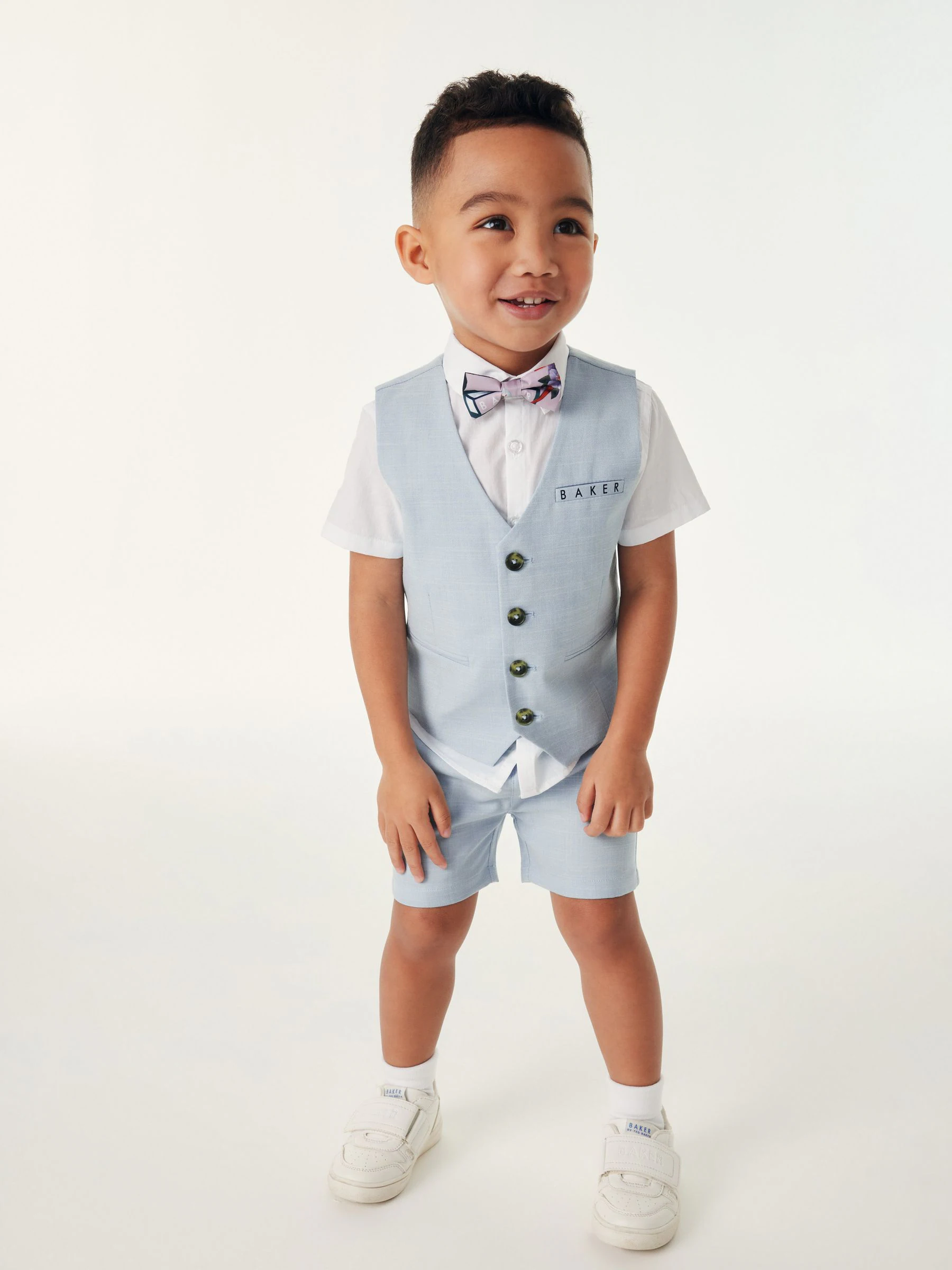 Baker by Ted Baker blauwe set van overhemd, gilet en short