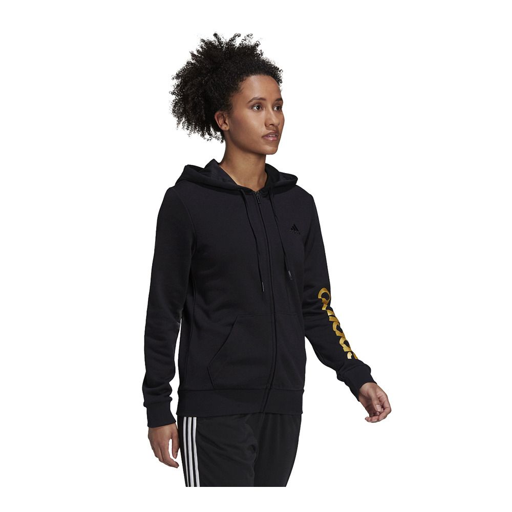 Adidas Performance ESSENTIALS LOGO FULL-ZIP - Sweat Femme black/goldmt