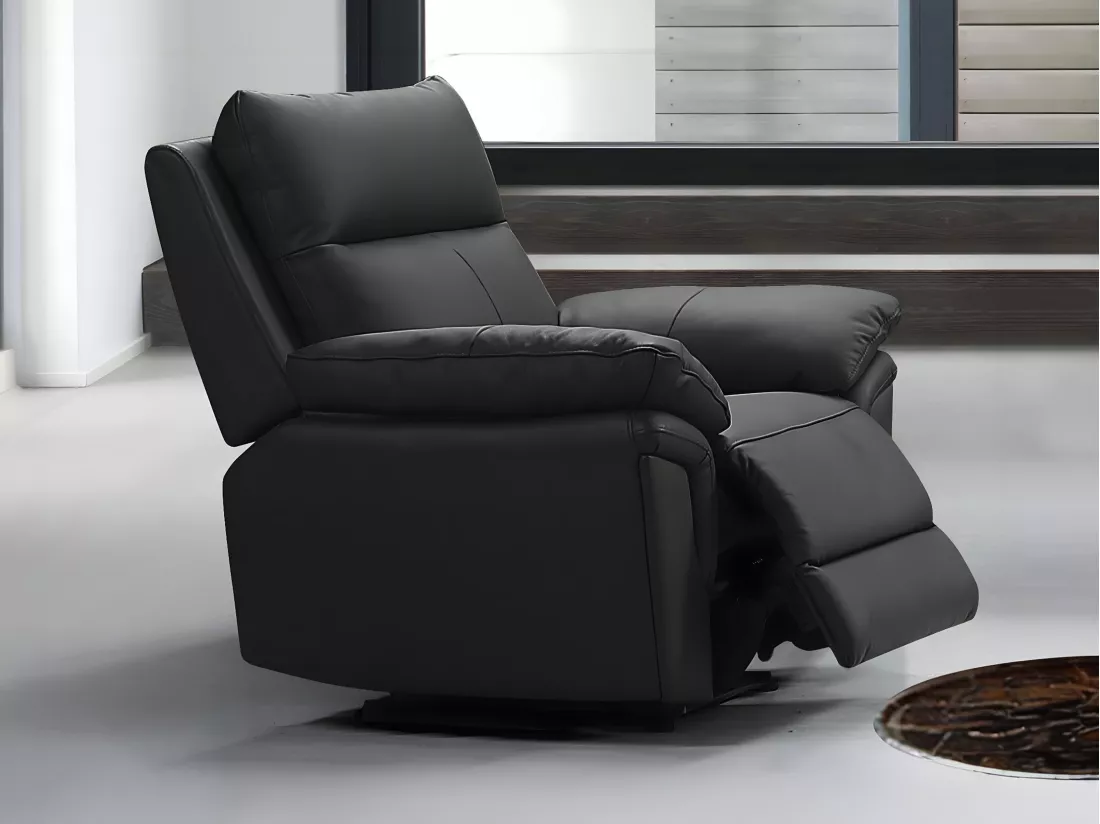 Fauteuil relax en cuir de buffle PAKITA - Noir
