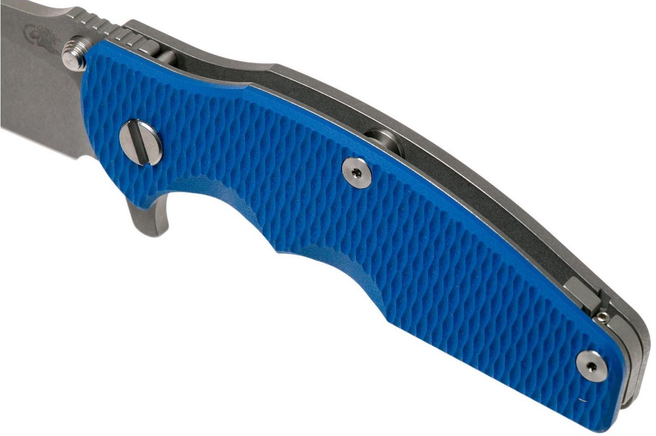Rick Hinderer Jurassic Slicer Working Finish Blue G10 CPM 20CV zakmes