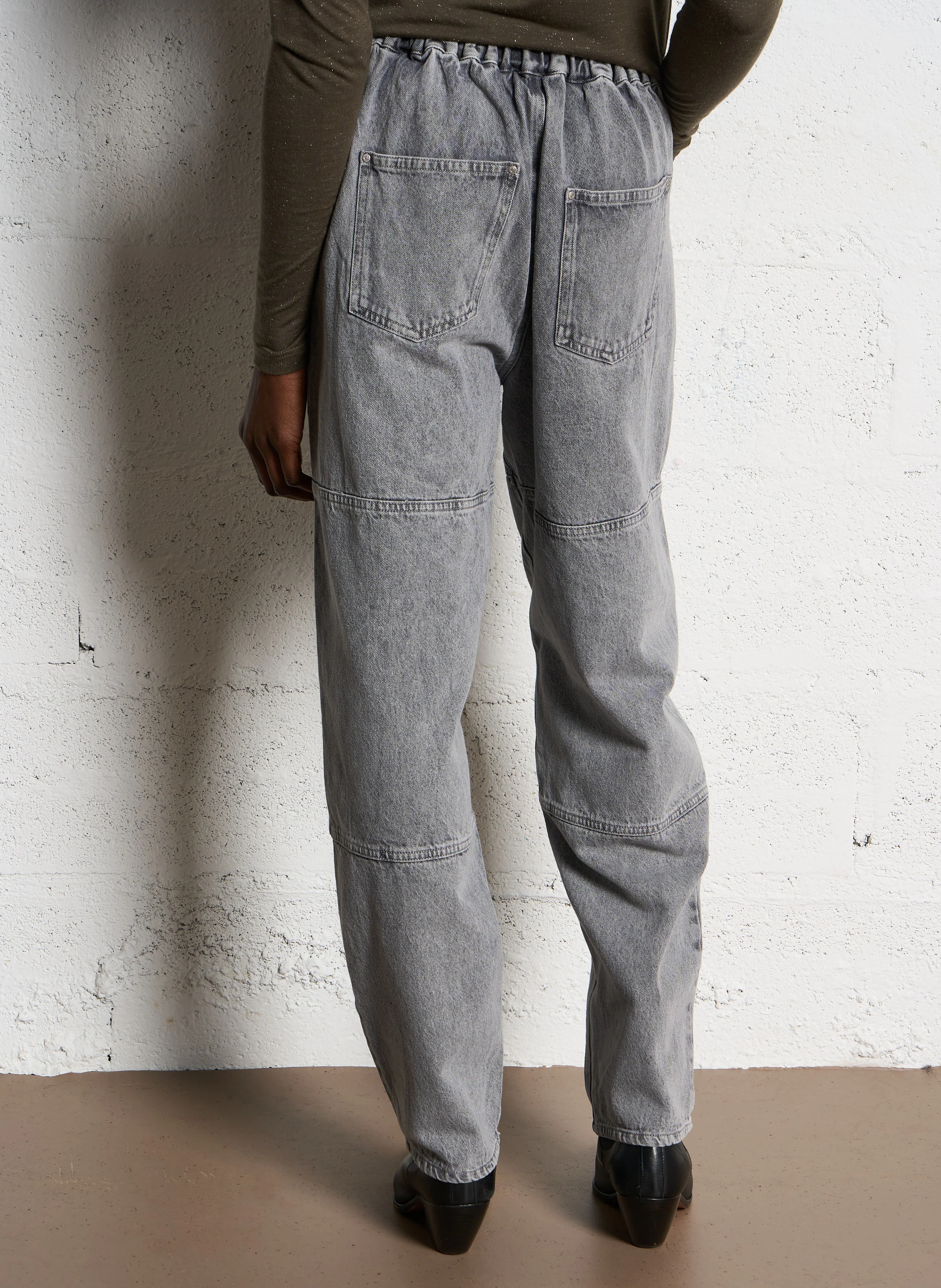 Jean large en coton| Gris