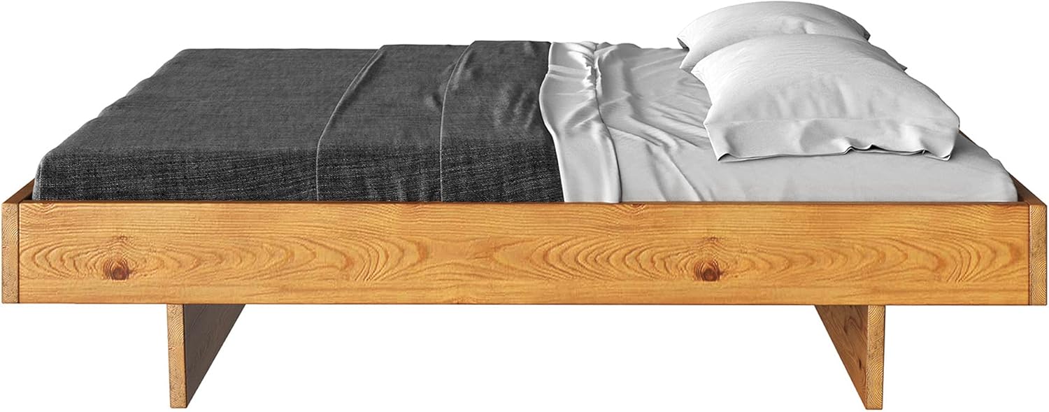 moebel-eins CURBY Wangenbett ohne Kopfteil, Material Massivholz, 140 x 220 cm, Natur