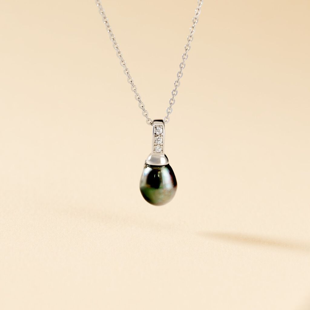 Collier Sara-luna Argent Blanc Perle De Culture Et Oxyde De Zirconium